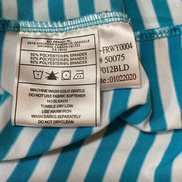 NWT Fairways Golf Top Size XL Sleeveless Split Collar Teal/White Stripe Deluxdri - Picture 10 of 12